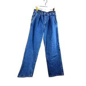 Roucha Diana Denim Medium Blue Pleated Baggy Jeans BB